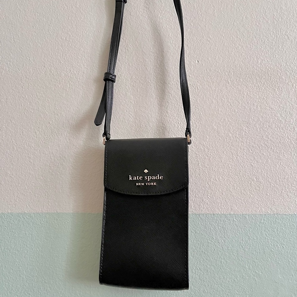 Kate Spade Black Leather Phone crossbody bag